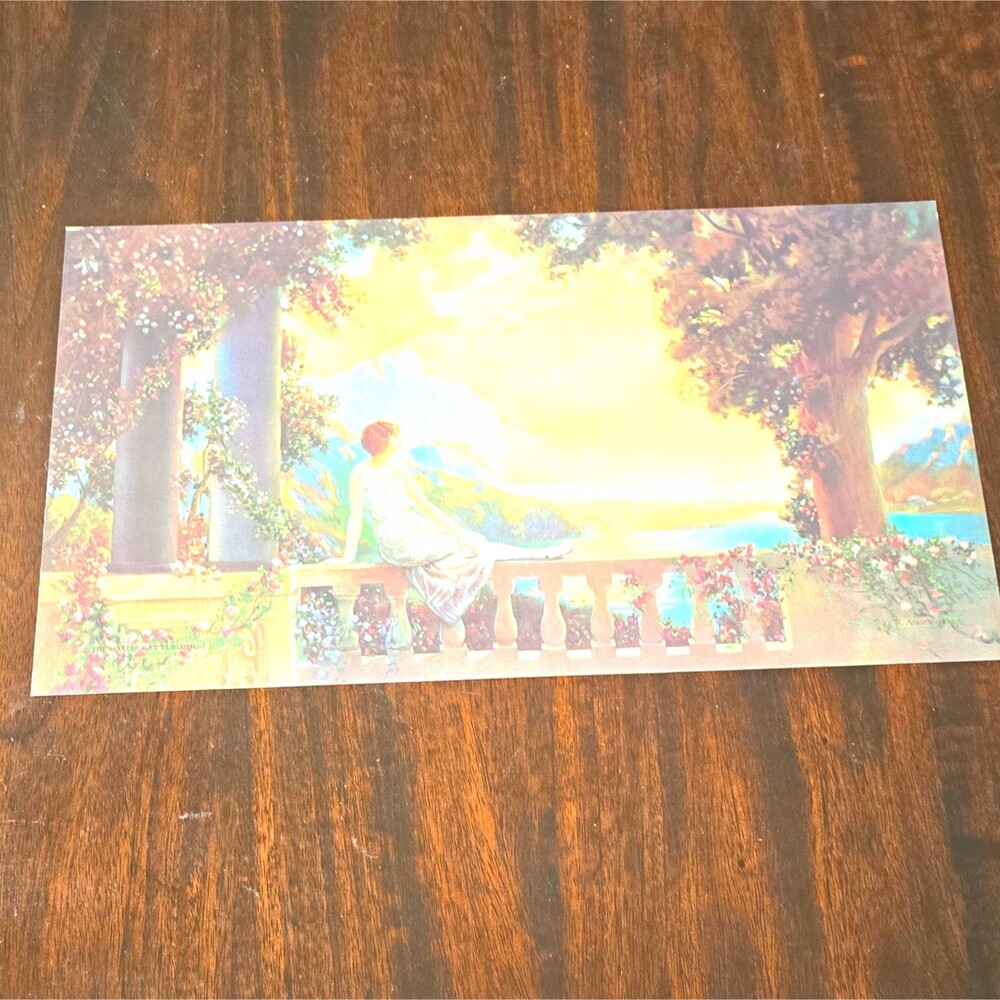 Vintage R Atkinson Fox Sunset Dreams Print 14x8 Masters Art Publishers Litho